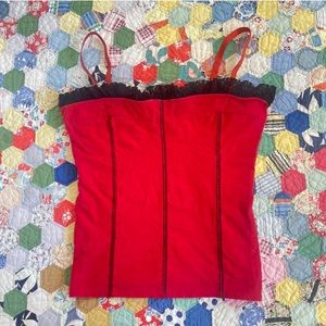 Vintage red and black tank/corset type top. Stretchy and comfortable.